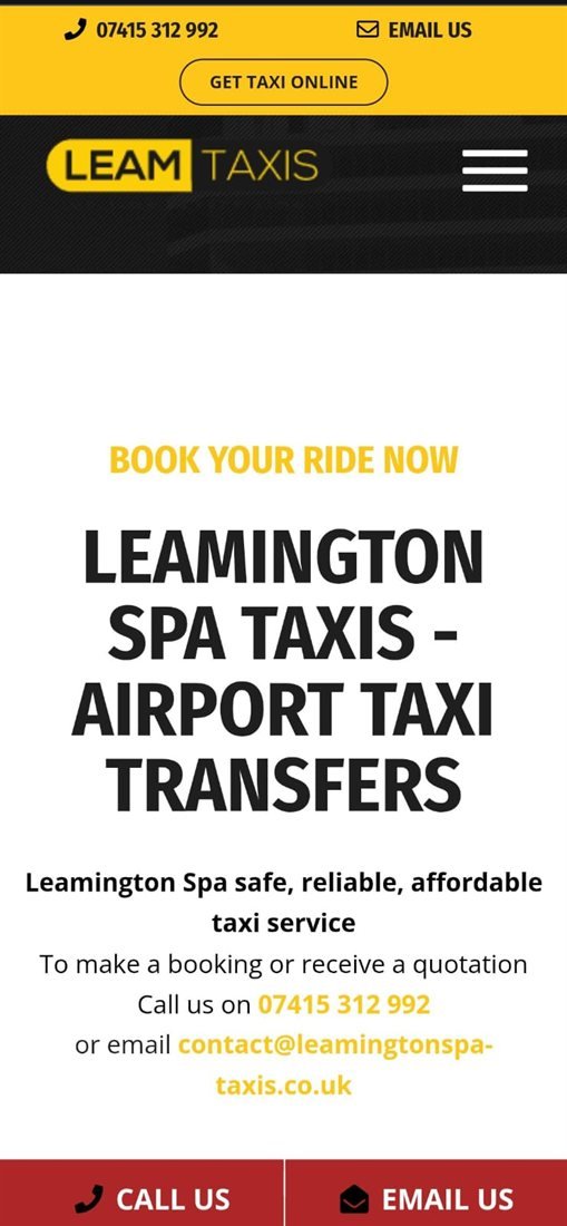 Leam Taxis mobile site
