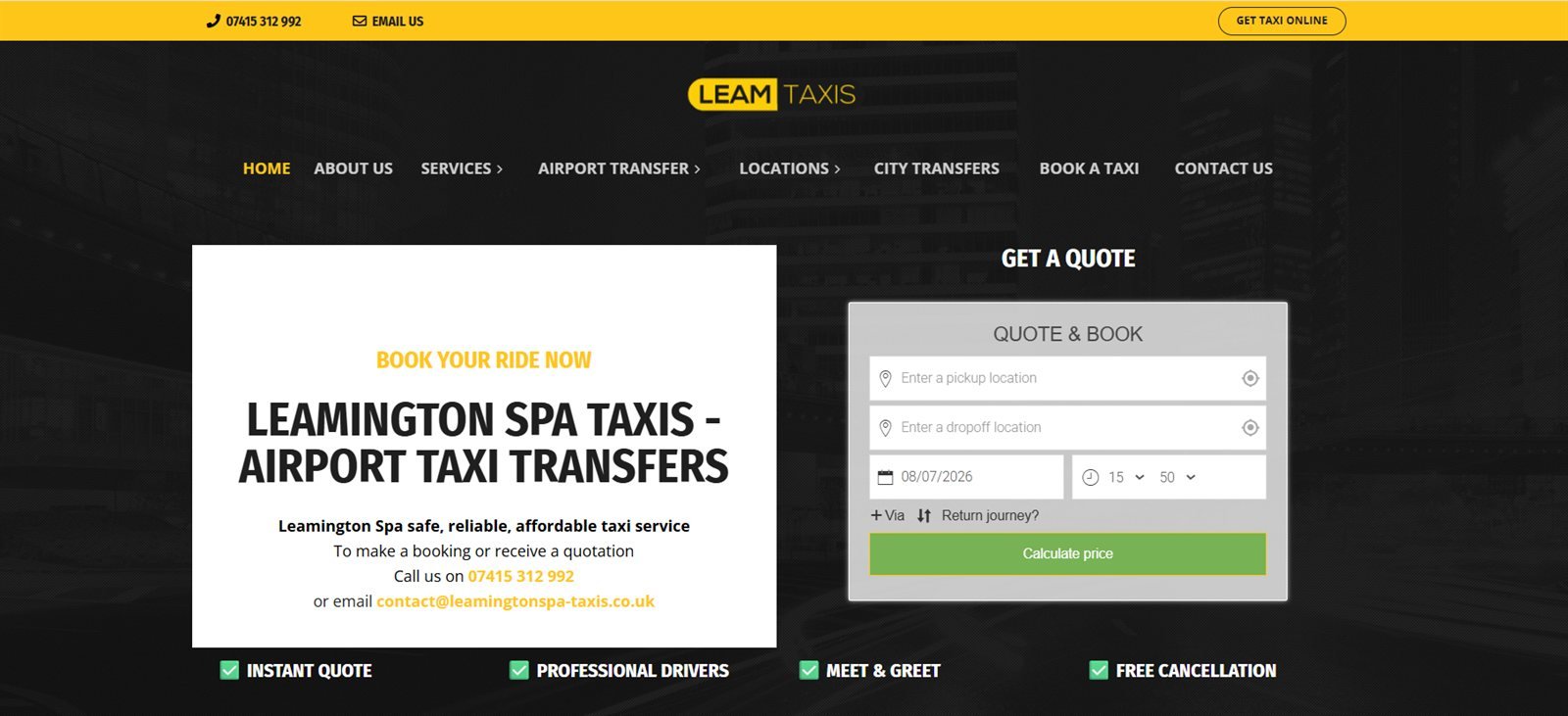 Leam Taxis live website